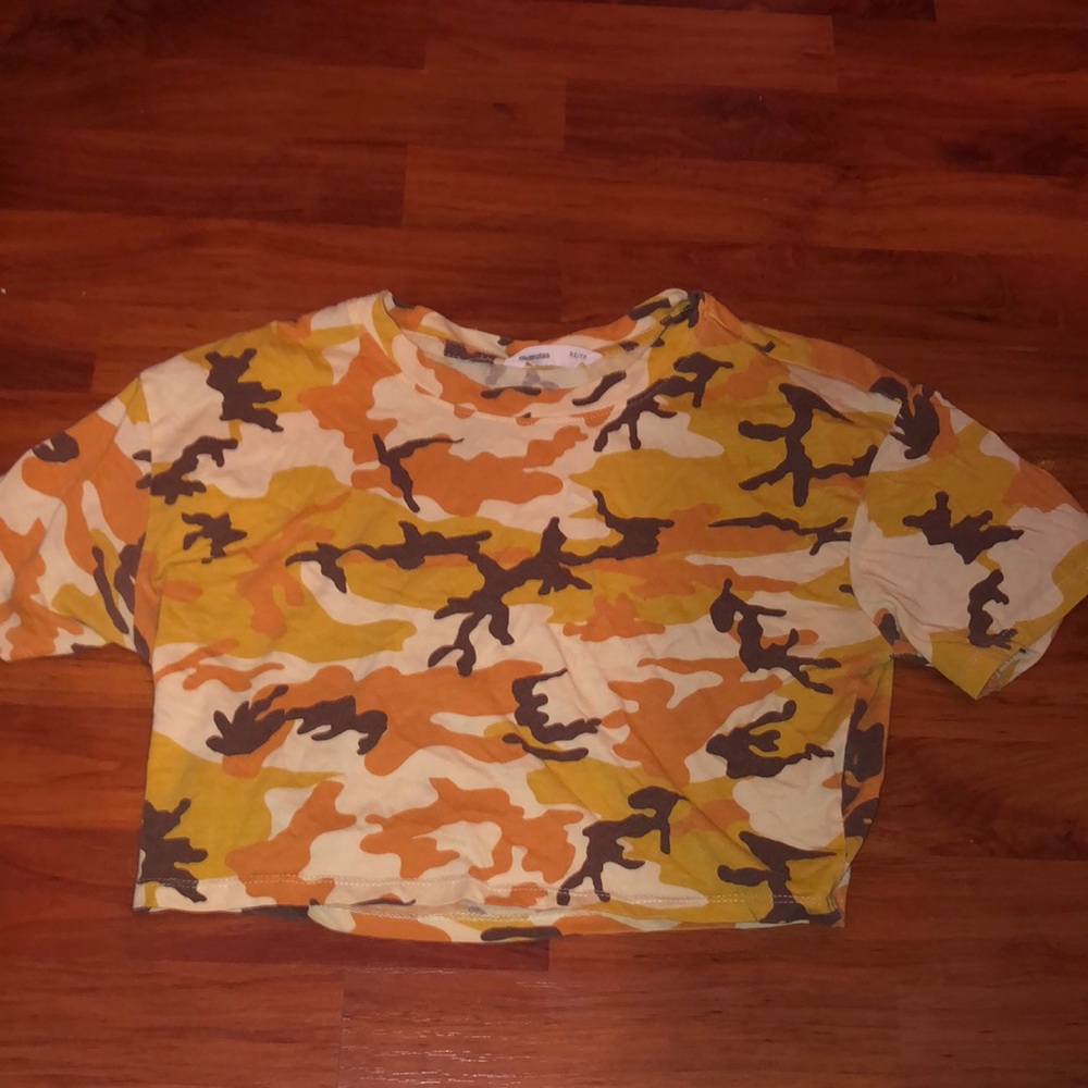 camo blue notes crop top